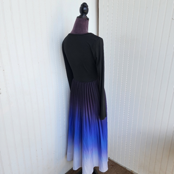 Shein Women's Black to Purple Ombre Pleated Midi Dress Elegant Gradient Sz S (4) - Picture 7 of 14